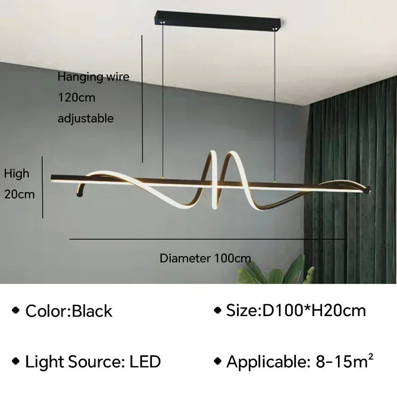 Modern Linear and LED Rope Pendant Lamp