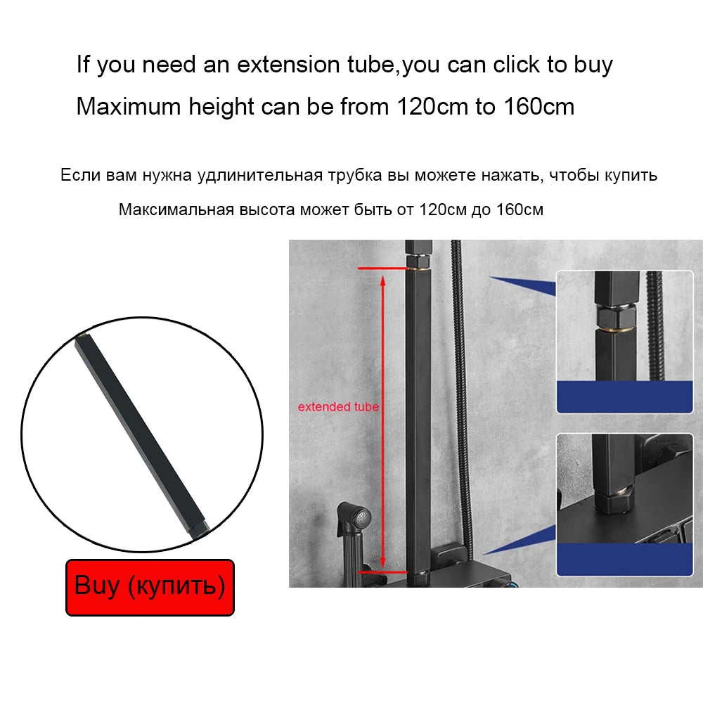 Long Spout Black Shower Faucet Cold Hot Multifunction 304 Stainless Steel Bathroom Bathtub Tap With Spray Bidet