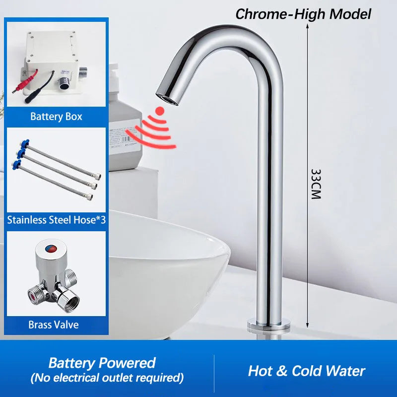 Black Automatic Touch Free Infrared Sensor Bathroom Basin Faucet.Touchless Tapware.Cold Hot Water Mixer Tap.Bathroom Sink Faucet