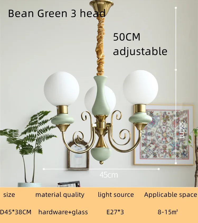 Nordic Retro Pastoral Cream Style Chandelier Bedroom Living Room Dining Room Ceiling Chandelier French Homestay LED Chandelier