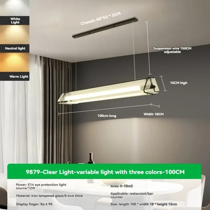 Nordic Led Long Tube Glass Pendant Lights