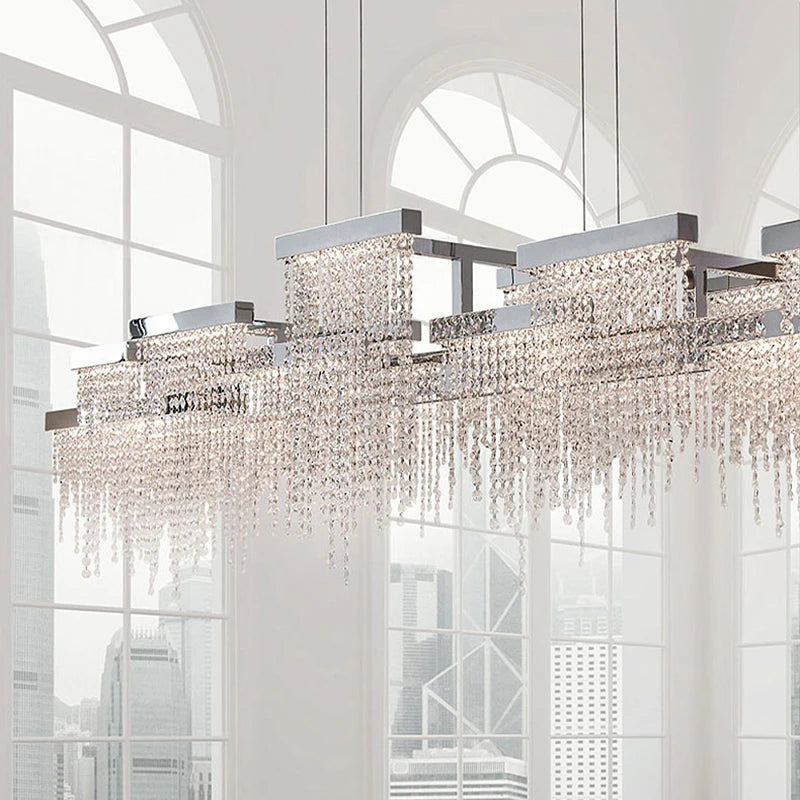 Postmodern Luxury K9 Crystal Chandelier Led G9 Chrome Steel  Chandelier Dining Room Living Room Home Hanging Lighting Fixtures