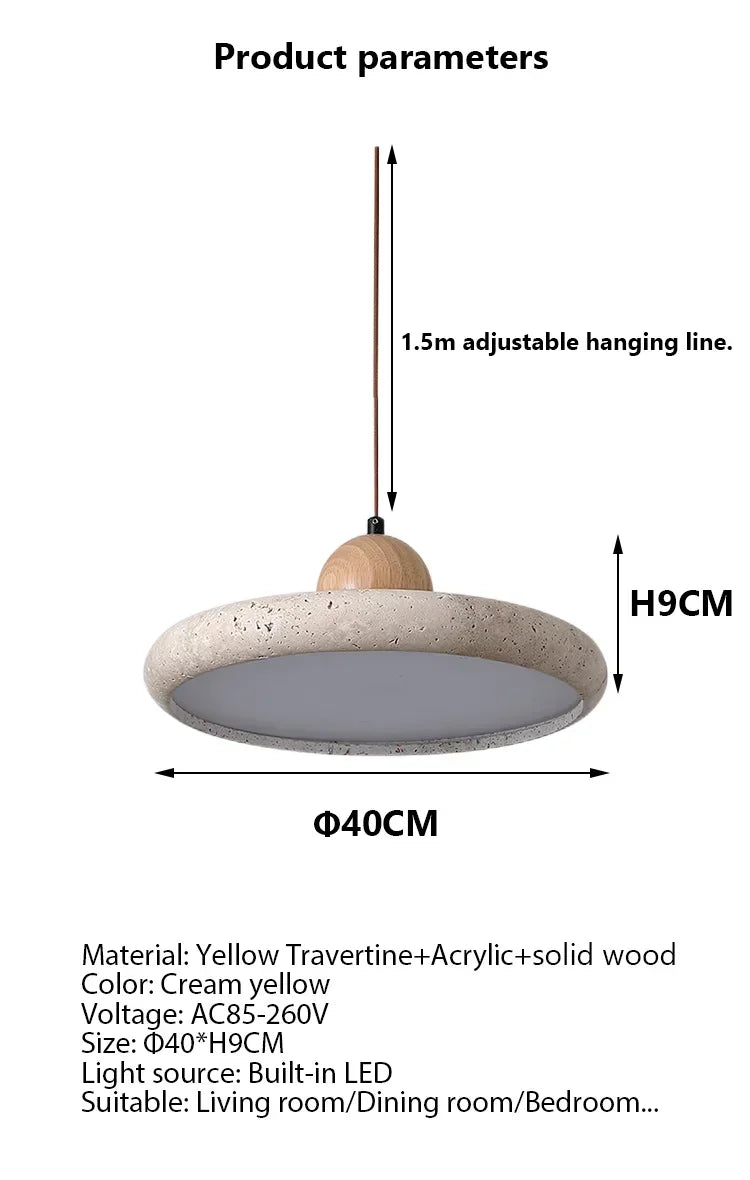 Modern Natural Stone LED Pendant Light Nordic Retro Travertine Chandelier for Dining Room Beside Home Decor Light Fixtures