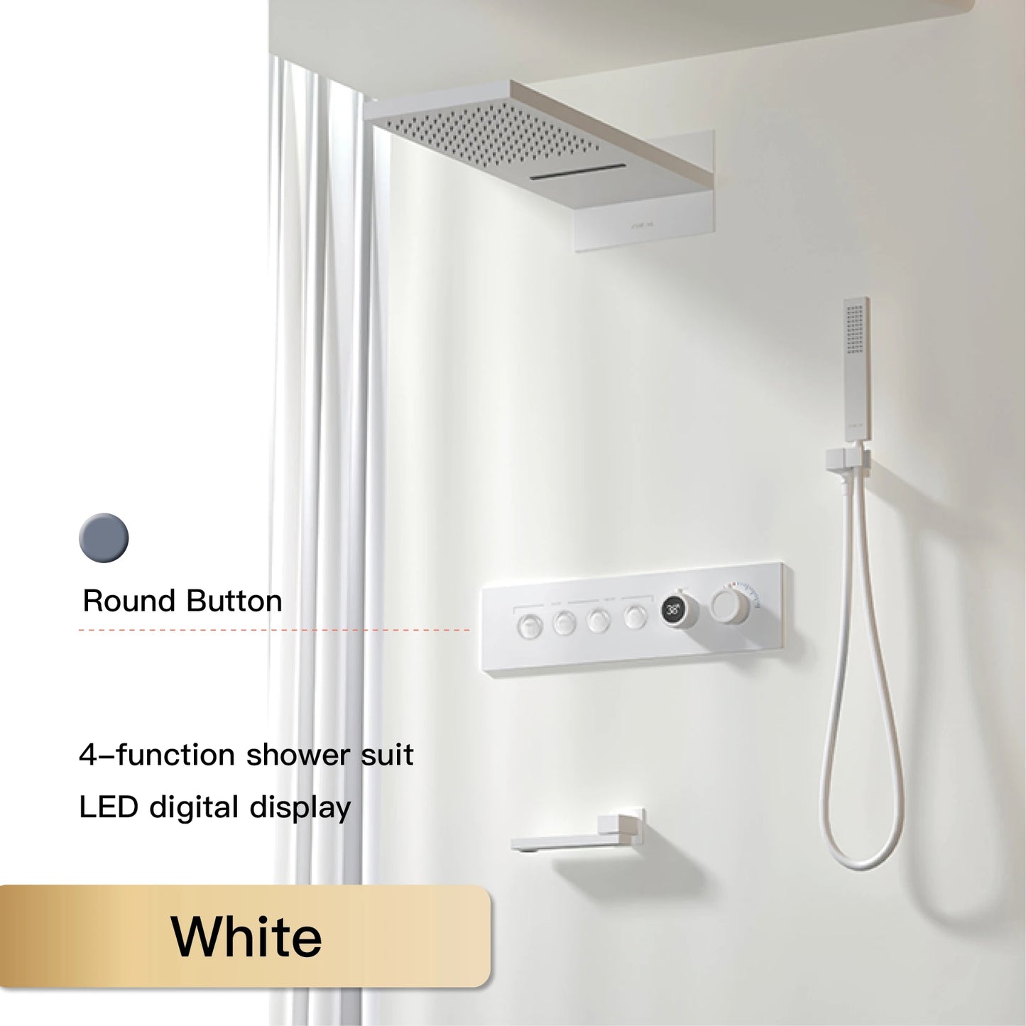Luxury Black Brass Shower System LED Digital Display