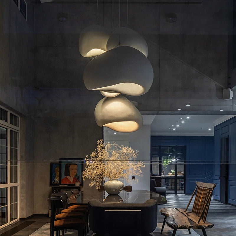 Modern White + Grey Nordic Wabi-Sabi LED Pendant Lights