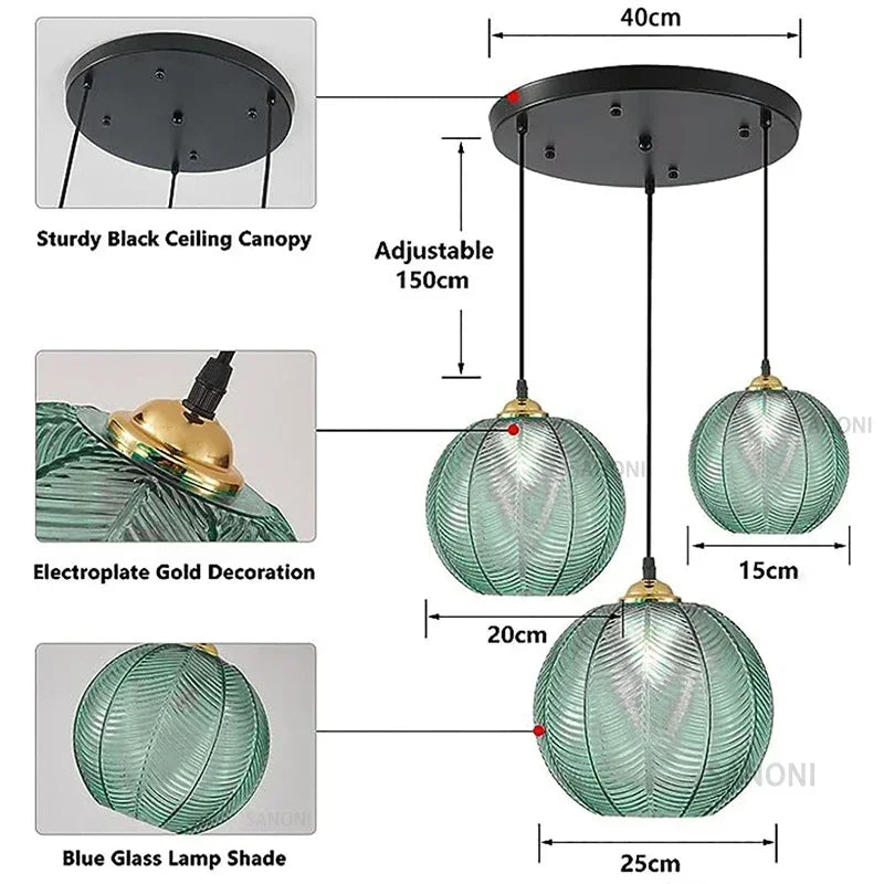Nordic Modern Striped Glass Chandelier