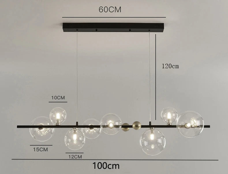 Nordic Chandeliers with 8 Oversized Glass Bulbs