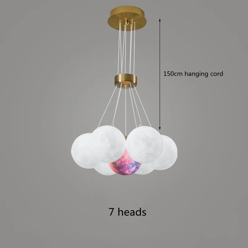 Nordic Planet 3D Moon Ceiling Chandelier