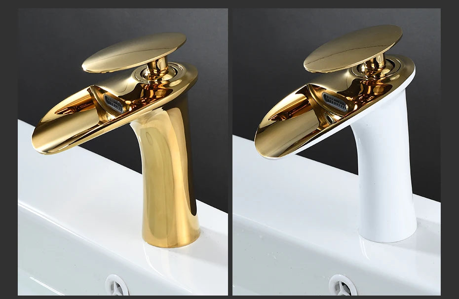 Gold Basin Faucets Waterfall Bathroom Faucet Single handle Basin Mixer Tap Bath Faucet Brass Sink Water Crane Silver 855923
