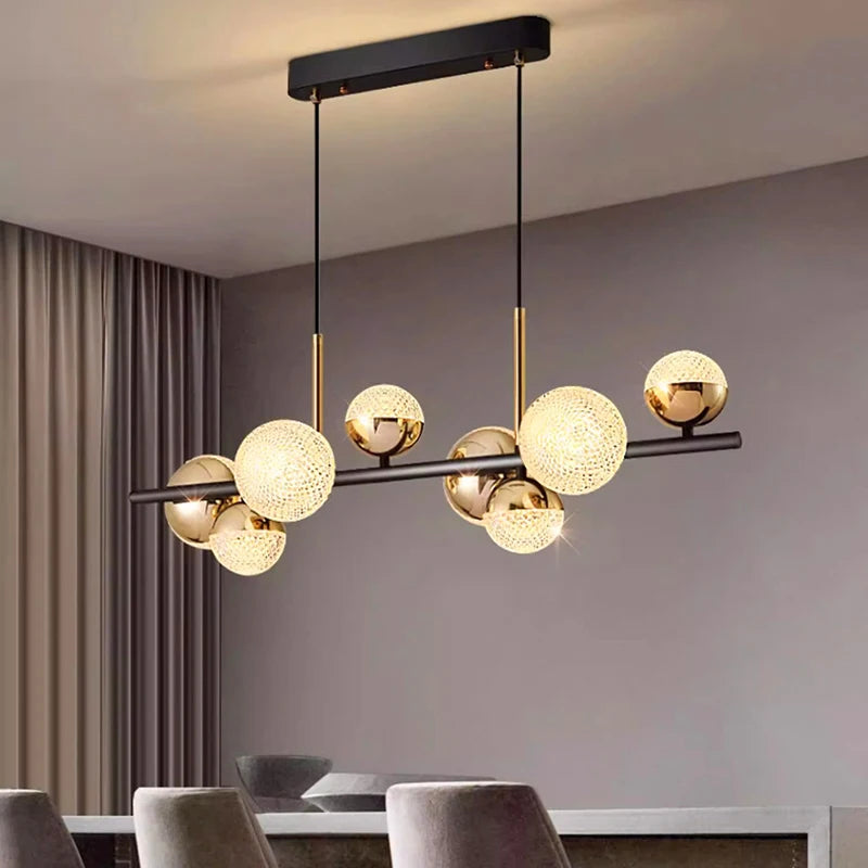 Modern Gold and Black Linear Nordic Chandeliers