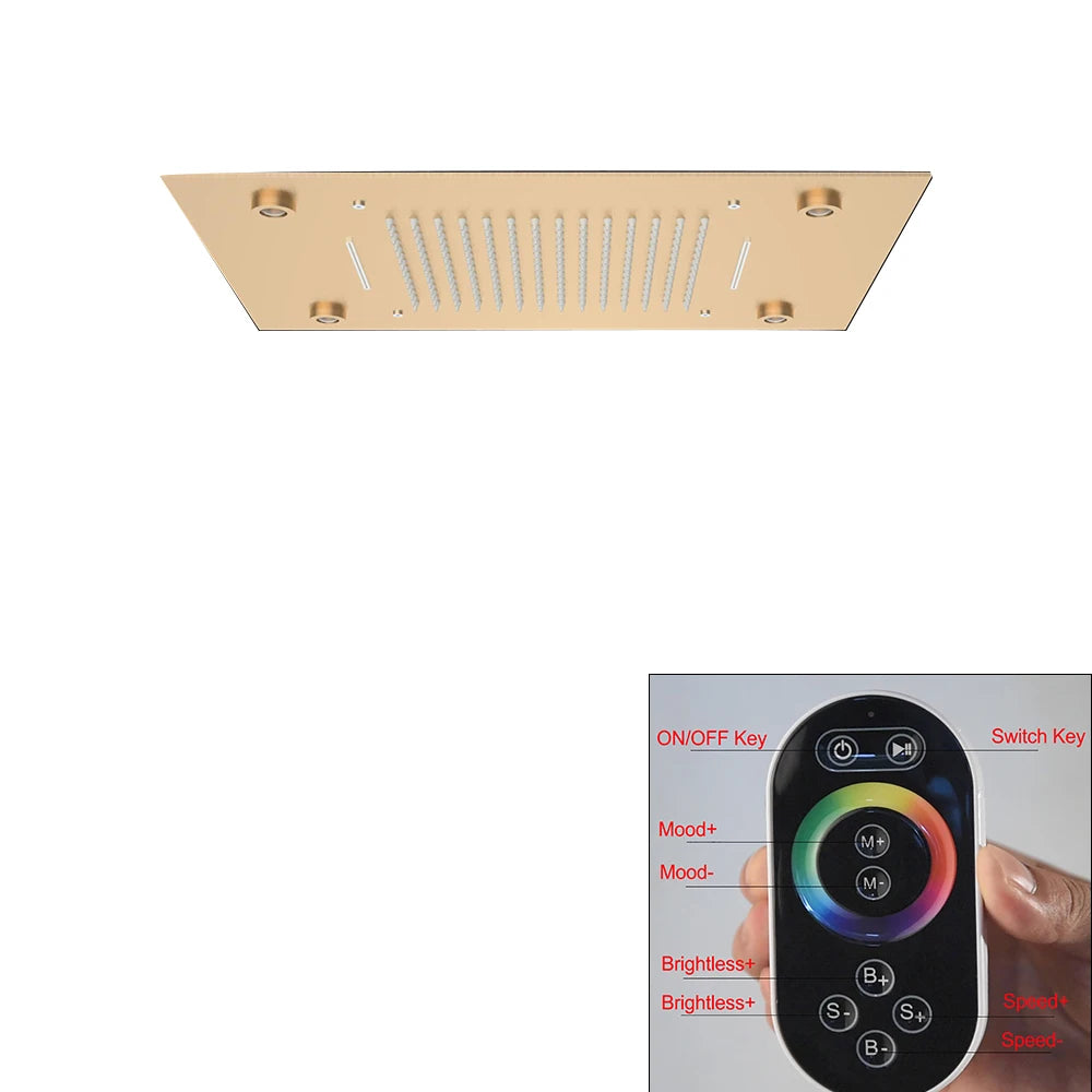 Black LED Constant Temperature Shower Faucet Luxury 3-way RainShower Celling System Tap Color Change Modern Showers for Bathroom