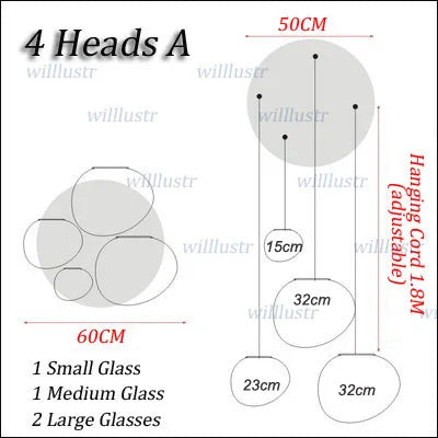 Glass Pendant Lamp Irregular Stonelike Suspension Light Hotel Lobby Mall Hall Villa Stair Living Room Hanging Ceiling Chandelier