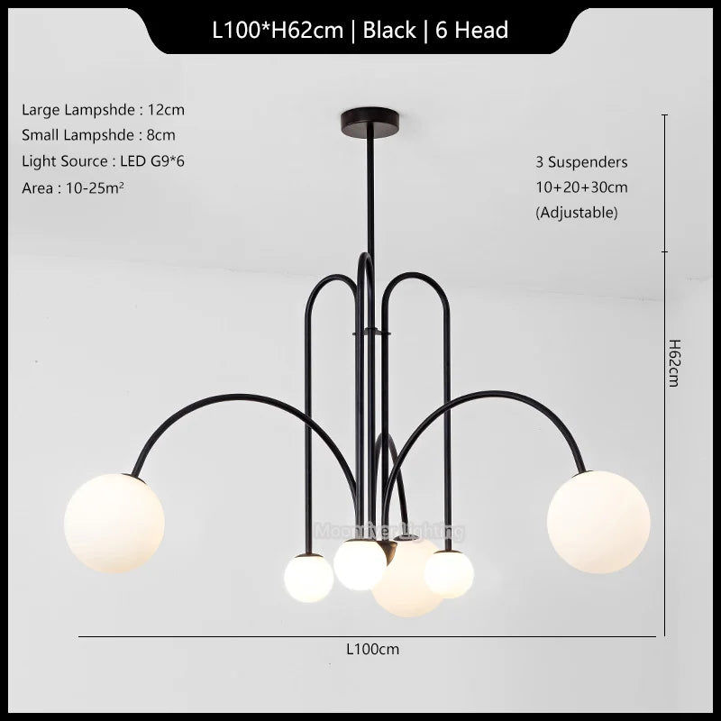 Chandelier Italian Room Decor Ceiling Lamp Magic Beans House Appliances Led Modern Iron Glass Style Pendant Lights for Home