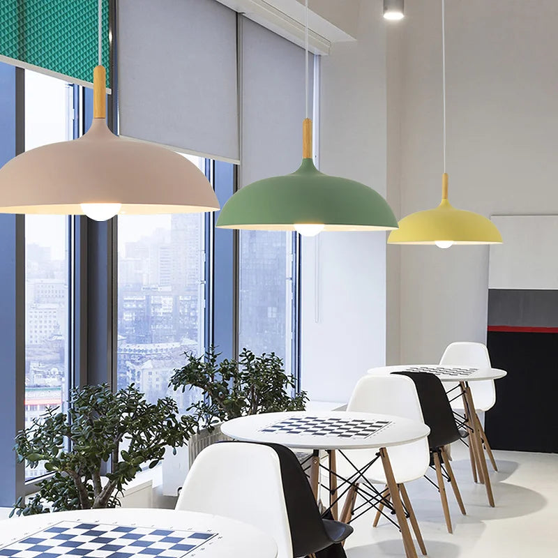 Minimalist Wood & Aluminum Modern Pendant Lamps