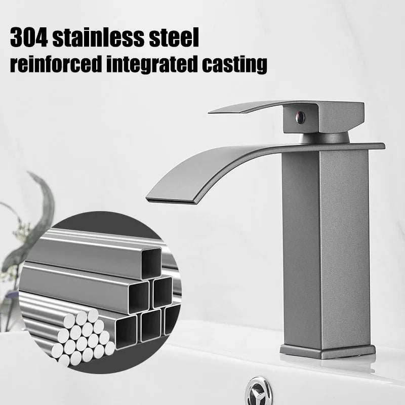 Waterfall Sink Faucet Bathroom Accessories Dual Control of Hot and Cold Bathroom Mixer Tap Washbasin Faucet Set Fixture Home