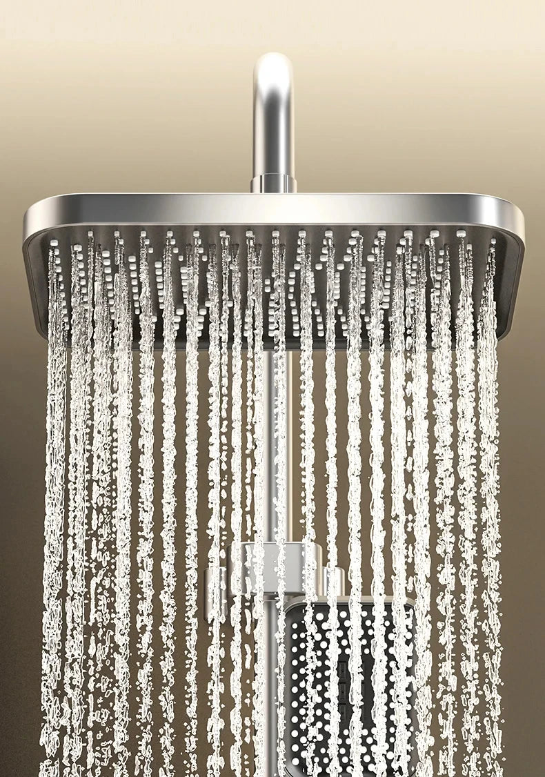 Piano key shower system bathroom shower set gun ash bathtub hot and cold shower faucet LED digital copper faucet shower set
