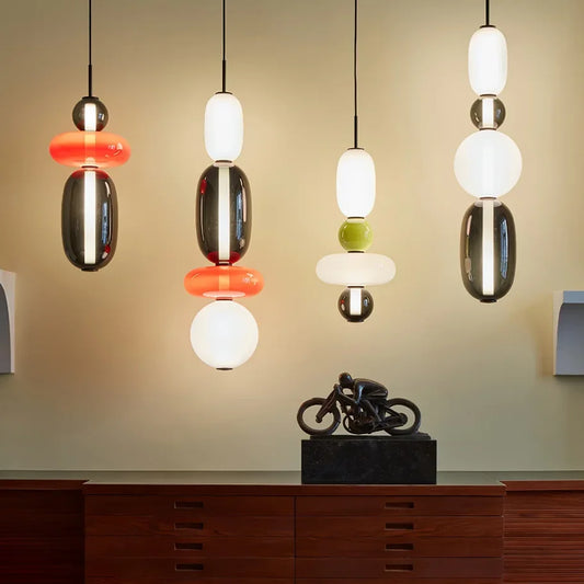Italy Design Candy Glass Hanging Lamp Pendant Light Chandelier Ceiling Suspension for Loft Living Dining Room