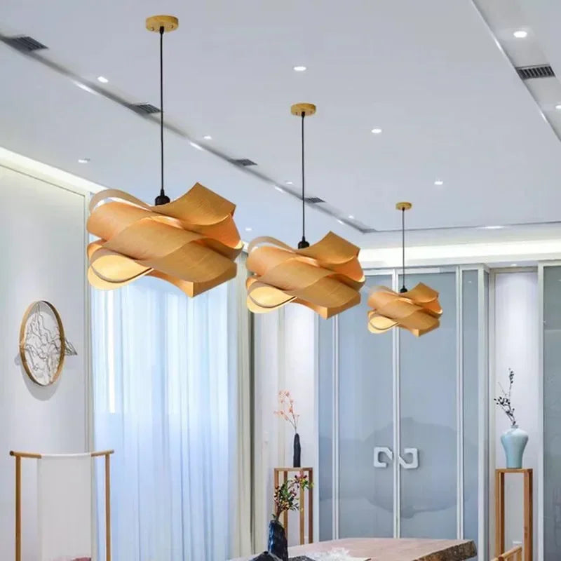 Modern Wood Skin Hanging Lamps