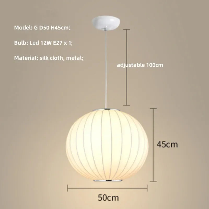 Nordic Minimalism Silk Led Pendant Lights Wabi Sabi Lustre E27 Pendant Lamp Suspend Chandelier Led Luminarias Hang Lamp Fixtures