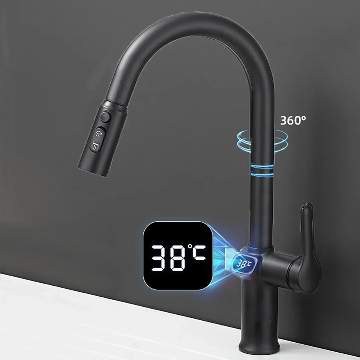 Kitchen Faucet Temperature Faucet Kitchen Pull Out Kitchen Sink Faucet Digital Display Function Rotatable Kitchen Taps
