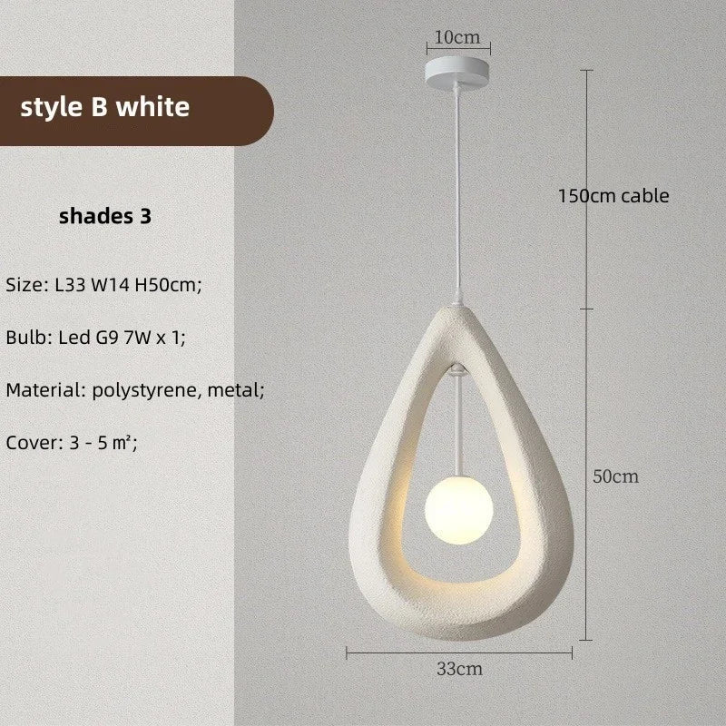 Nordic Dining Room Wabi Sabi Pendant Lights  Led Hanging Lighting Minimalism Suspend Bedroom Home Decor Indoor Lamps Fixtures
