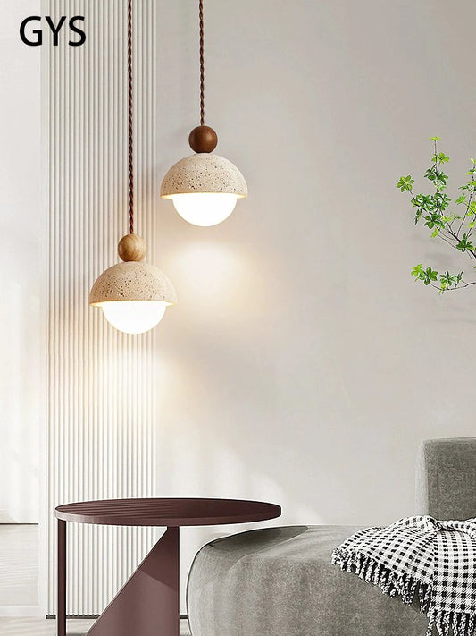 Led Pendant Lamp Small Stone Chandelier  Bedroom Bedside Modern Bulb Light Flower Bud  Cream Style For Children's Room Girl Home