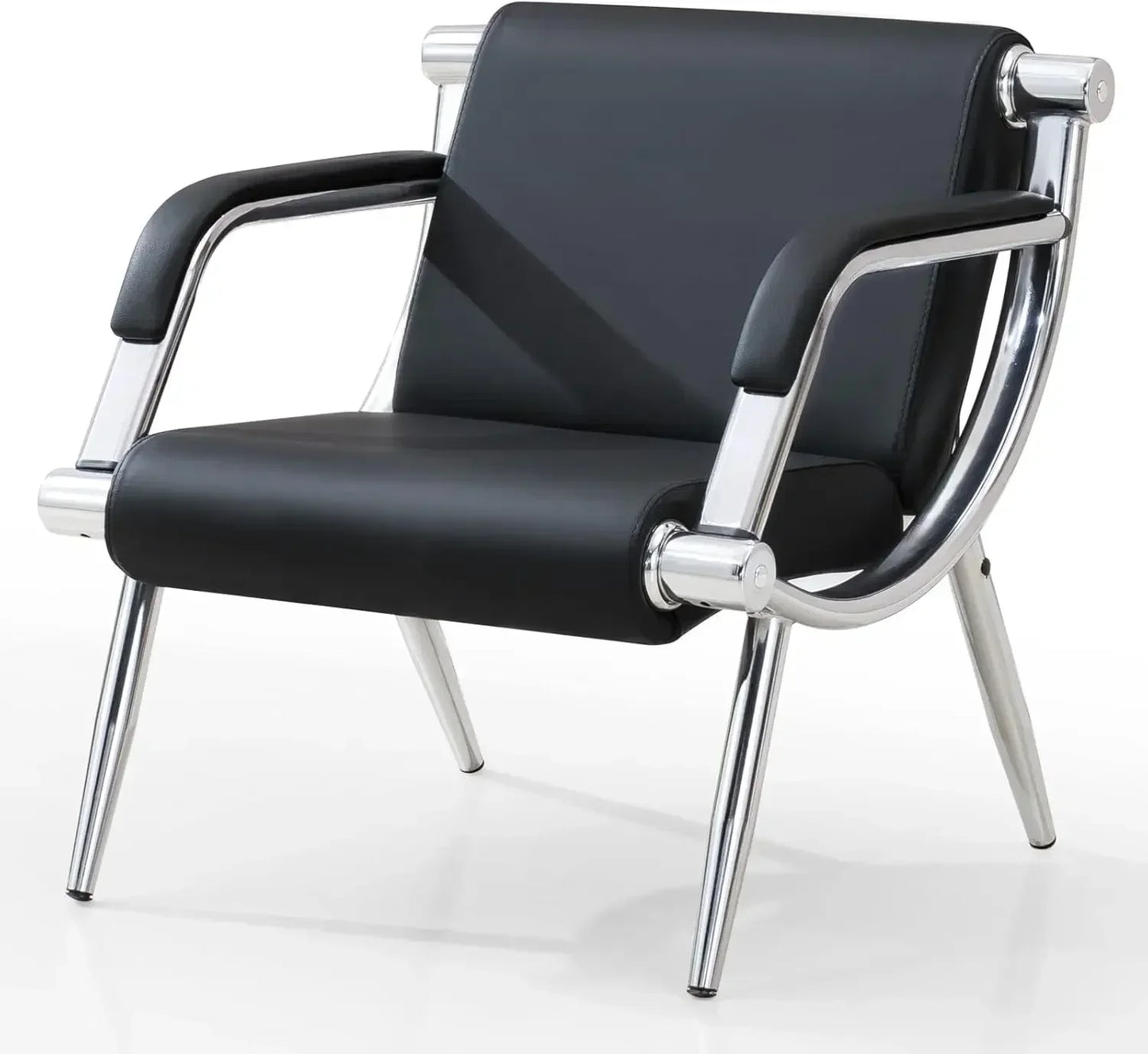 Waiting Room Bench with Fixed PU Leather Upholstered Armrests