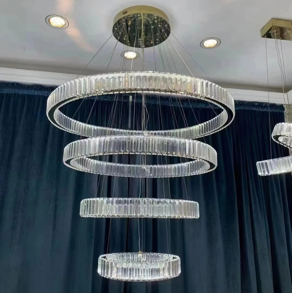 Crystal Chandelier in Simple Stainless Steel or Gold