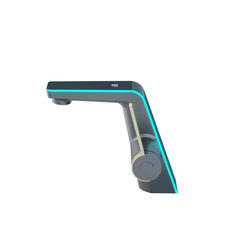 LED Digital Display Bathroom Basin Faucet Tap Hot Cold Temperature Sensing Faucet Deck Mount Sink Mixer Wash Tap Single Hole