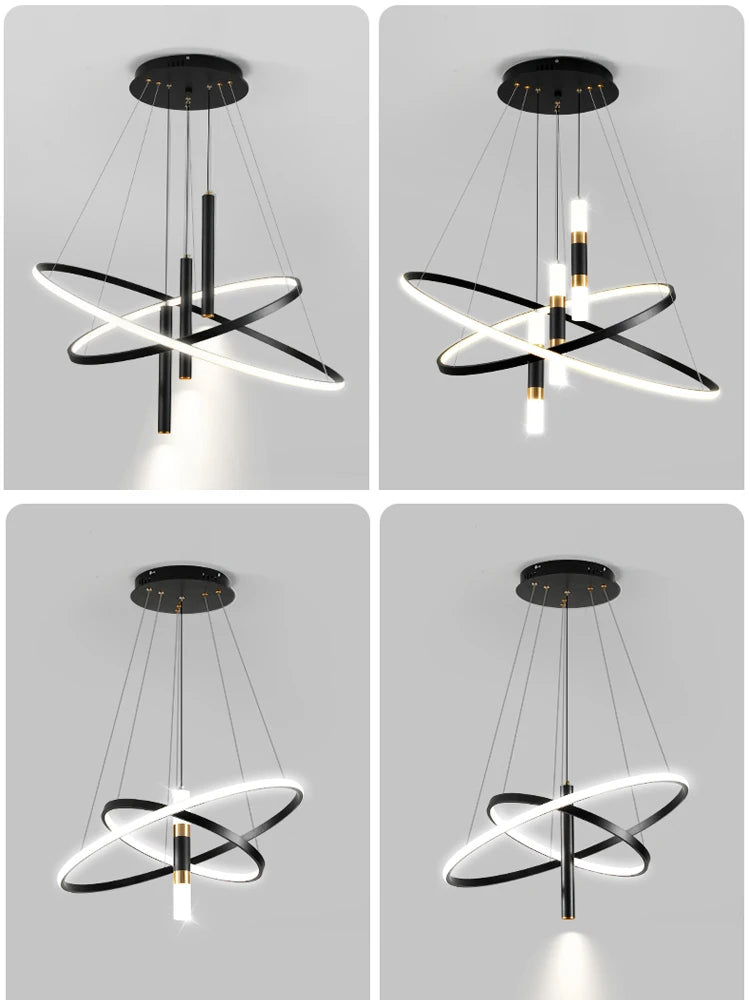 Modern Round LED Chandeliers for Living Room Dining Room Kitchen Island Luster Pendant Lights Fixture Home Decor Indoor Lighting