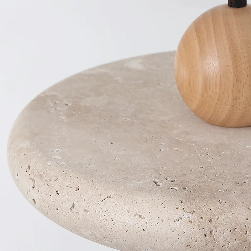 Retro Natural Stone Art Pendant Light Yellow Travertine LED Chandelier Bedroom Bedside Decoration Home Lighting Fixtures
