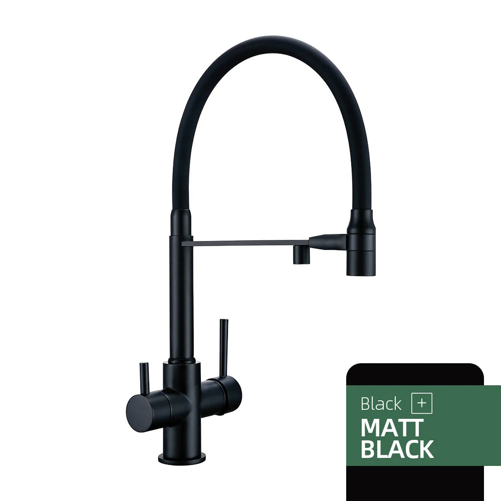 Gunmetal Kitchen Faucet  Brass 3 Ways Sink Mixer Black Hose Mount Pull Out Dual Spray Nozzle Water Kitchen Taps