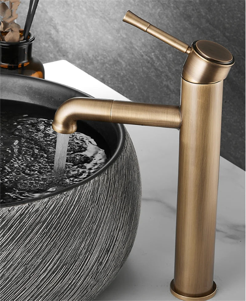 Antique Bronze Basin Faucets Bathroom Faucet Hot & Cold Brass Bathroom Sink Faucet Rotating Lavotory Faucet  Mixer Water Tap