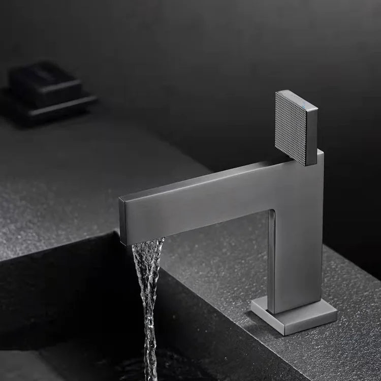 Brushed Gold Bathroom Faucet Brass Bathroom Basin Faucet Cold And Hot Water Mixer Sink Tap Single Handle Deck Mounted Grey Tap