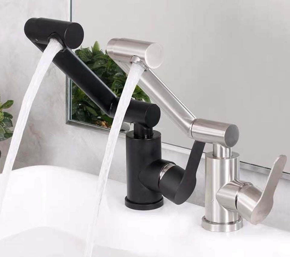Bathroom Folding Faucet 360 Degree Rotation Single Handle Folding Faucet Taps Camping Cold and Hot Mixer Water Stainless Steel