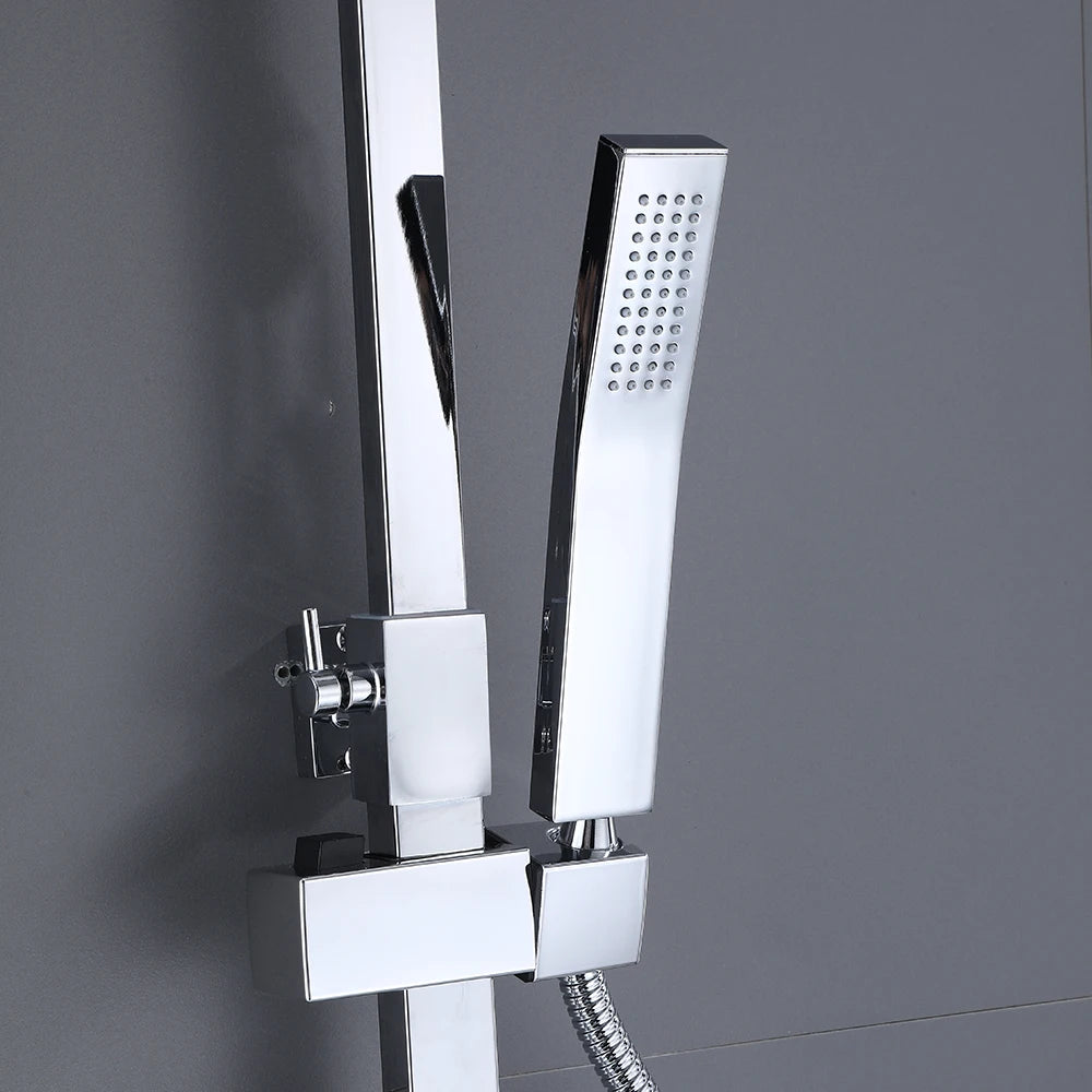 Stainless Steel Shower Faucet Set Rainfall Sliver High Quality All Metal Bathtub  Mixer Tap 4-way With Bidet