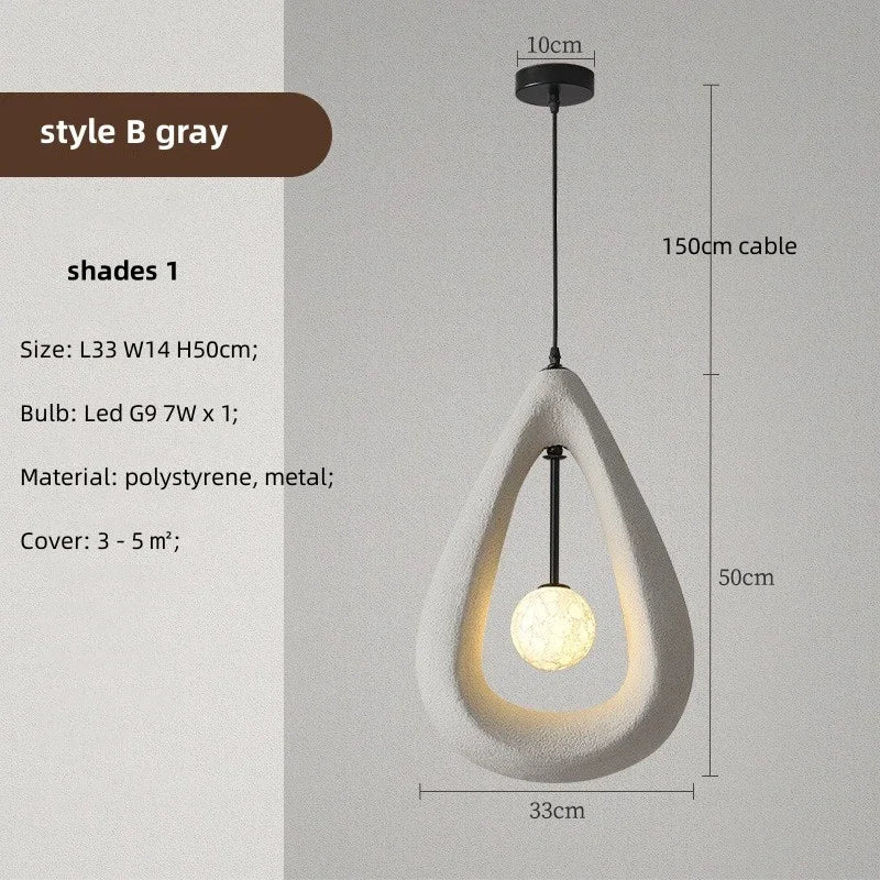Nordic Dining Room Wabi Sabi Pendant Lights  Led Hanging Lighting Minimalism Suspend Bedroom Home Decor Indoor Lamps Fixtures