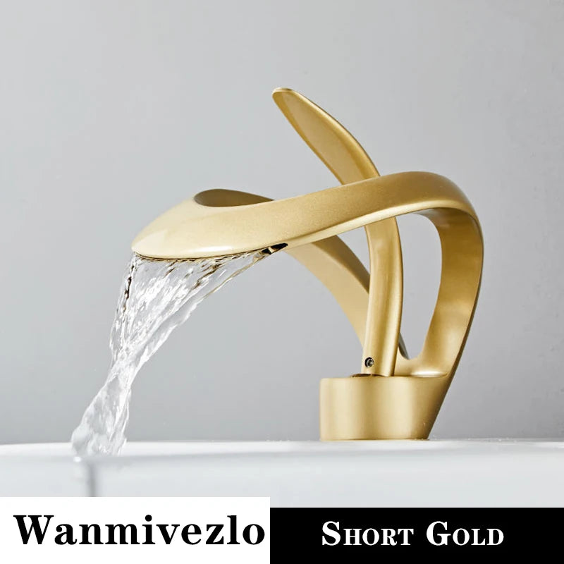 Creative Bathroom Basin Sink Faucet Brass Deck Mounted Single Handle Single Hole Stream Sprayer Cold Hot Water Mixer Bath Tap