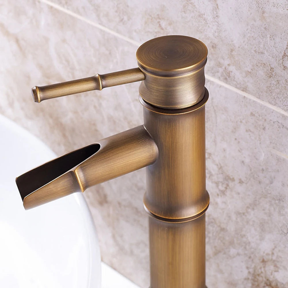 Basin Faucet Antique Brass Bamboo Shape Faucet Sink Mixer Faucet Single Handle Filter Impurities Kitchen Bathroom Accessories