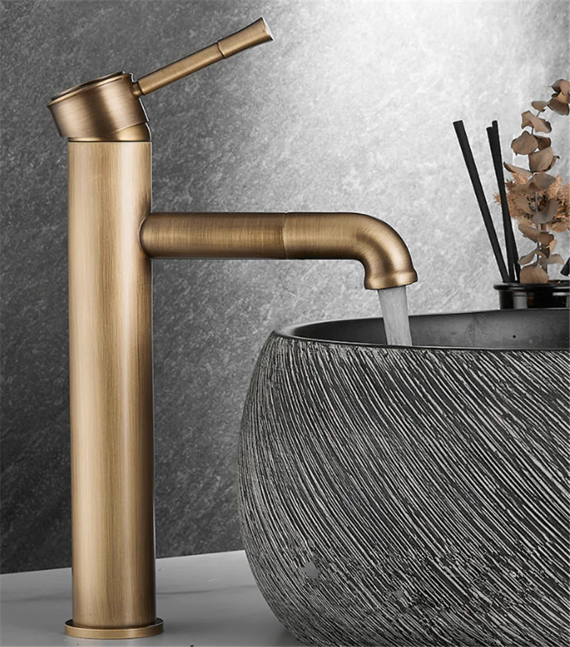 Antique Bronze Basin Faucets Bathroom Faucet Hot & Cold Brass Bathroom Sink Faucet Rotating Lavotory Faucet  Mixer Water Tap