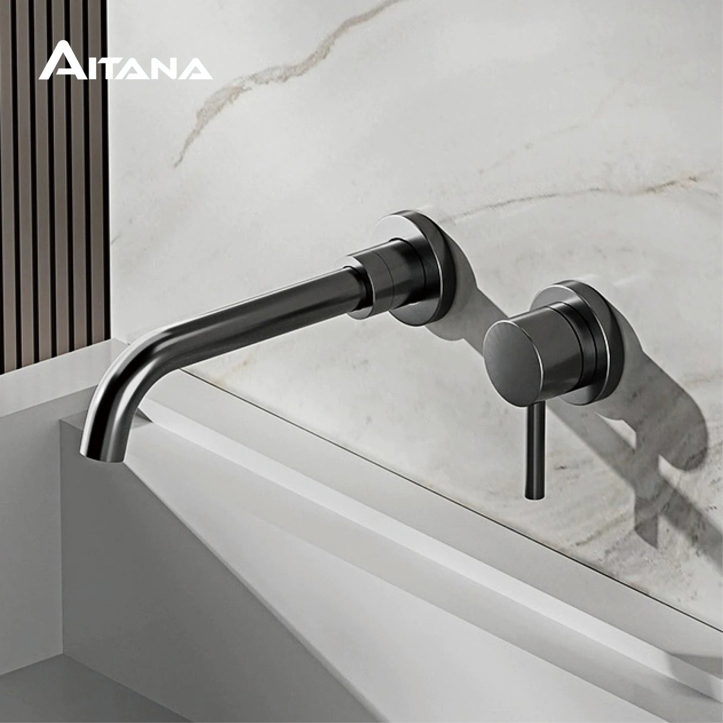 Modern wall-mounted black brass bathroom faucet with concealed design 2-hole single handle cold and hot dual-control basin Tap