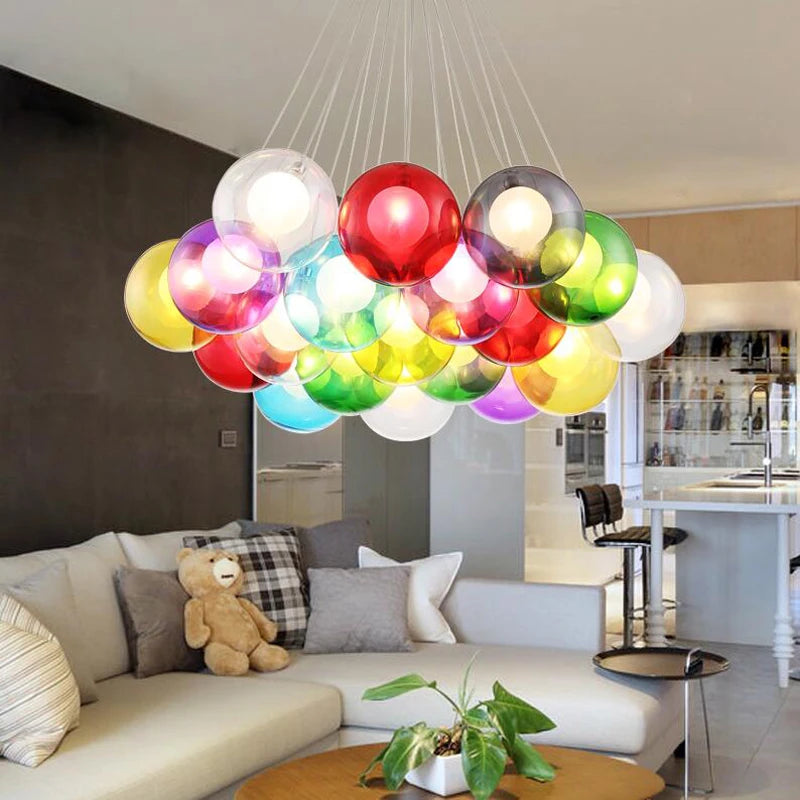 Glass Modern LED Ball Bubble Hanging Lamp