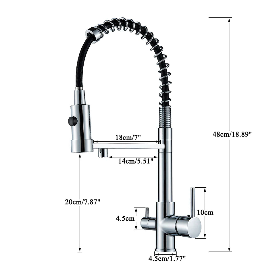 Kitchen Water Filter Faucet Dual Spout Pure Drinking Water Mixer Tap Rotation Water Purification Feature Taps Kitchen Crane