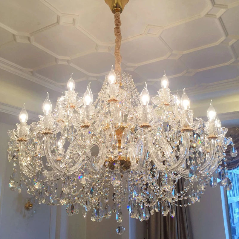 Luxury European Led Crystal Pendant Lights Living Room Lighting Decorate Chandelier Indoor Hotel Villa Hanging Lights Fixture