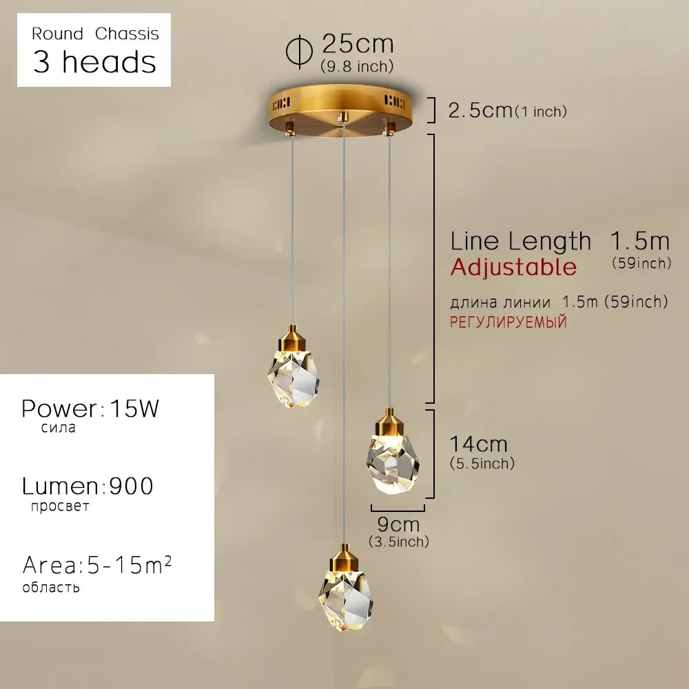 Nordic LED Crystal Hanging Lamp