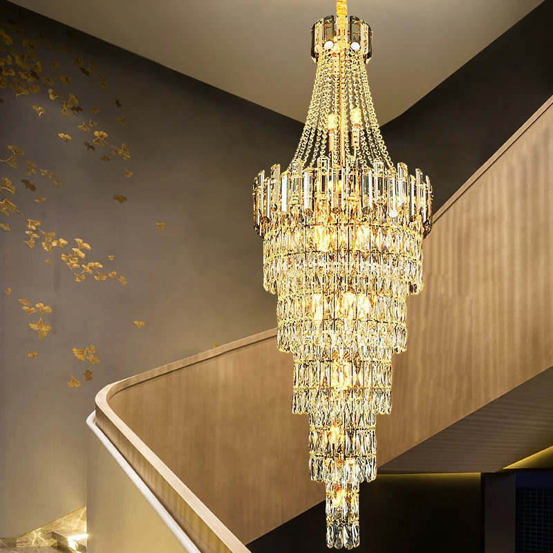 Long Crystal Chandelier