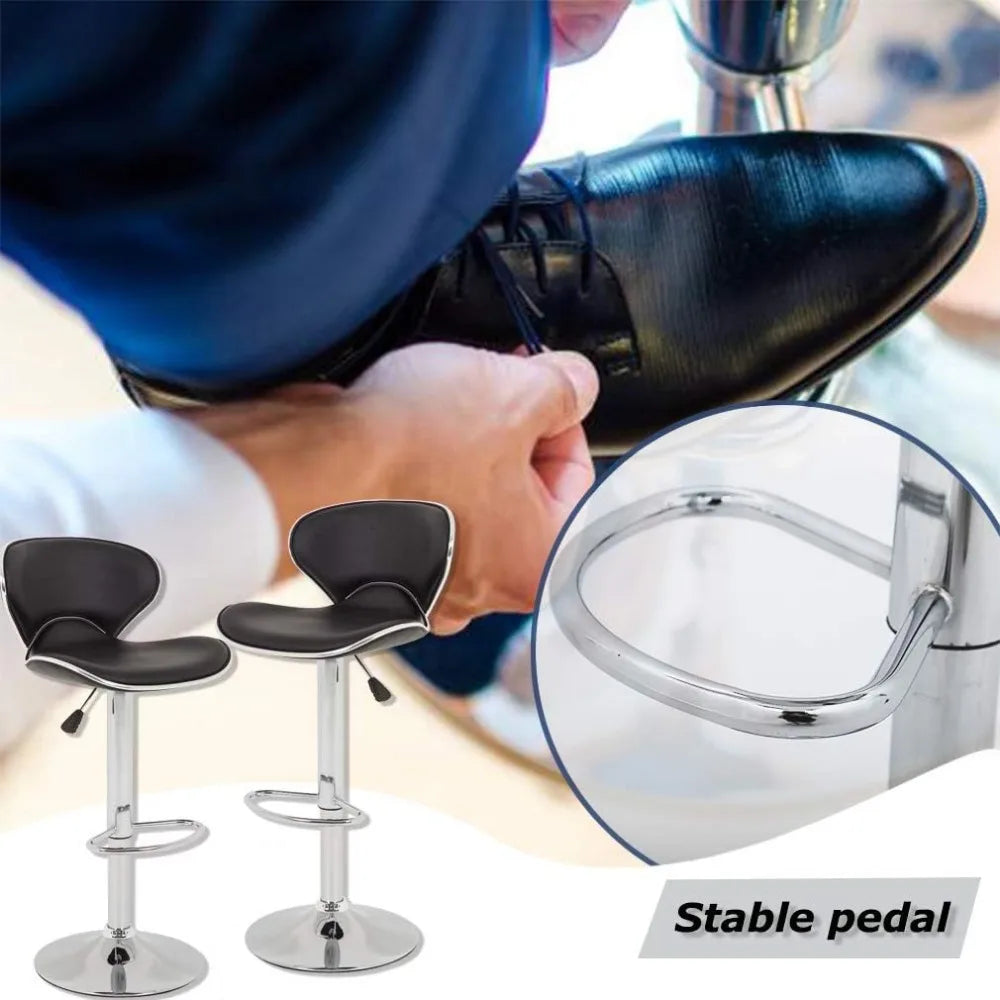 Set of 2 Bar Stools, Counter Height Adjustable Bar Chairs with Back Barstools PU Leather Swivel Bar Stool