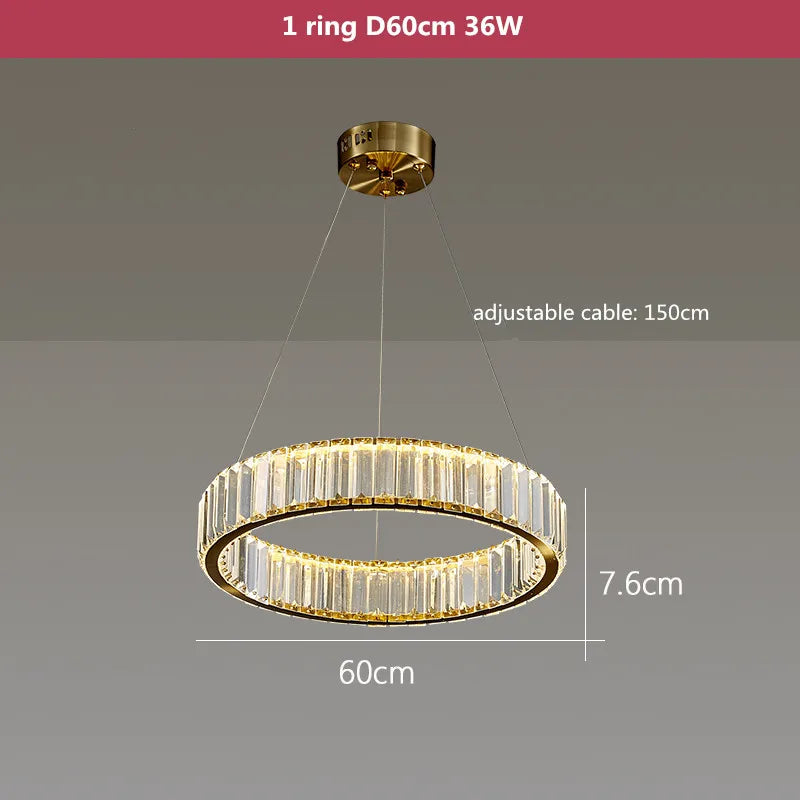 Postmodern Living Room Crystal Chandelier Remote Control Dimmable