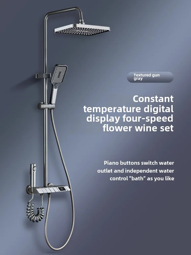 Shower Set Faucets Bathroom  Piano Button Switch Bath Shower Rain Shower Complete Bathroom Head Douche