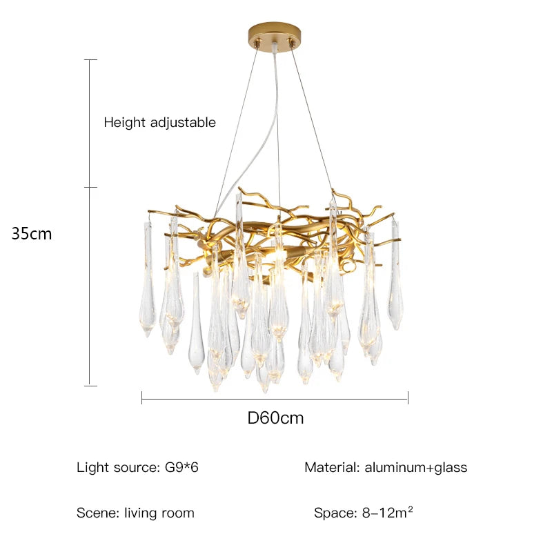 Branch Crystal Chandelier For Kitchen Table Living Dining Room Bedroom Round Modern Gold Crystal Hanging Chandelier Lights